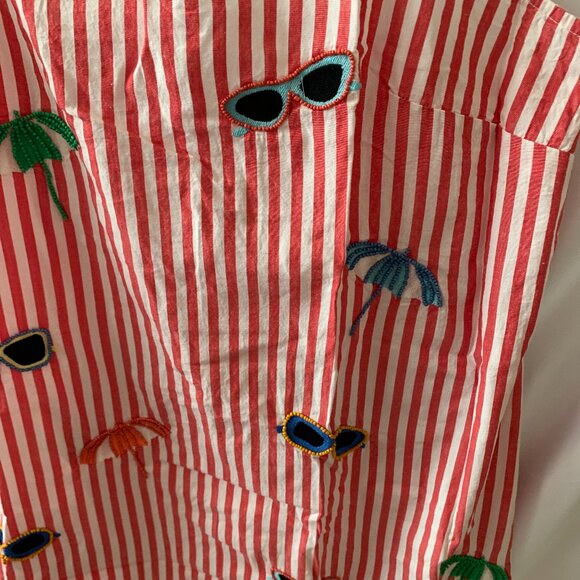 CELANDINE X ANTHROPOLOGIE Embroidered Poplin Square Neck Mini Shift Dress Sz MED - Picture 5 of 8